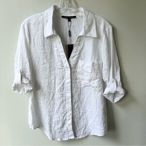 Larry Levine NWT linen and rayon women’s button down blouse